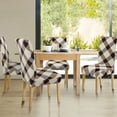 thumbnail image 3 of PiccoCasa 6Pcs Stretchy Slipcovers Plaid Dining Room Chair Covers, Brown and Beige, 3 of 5