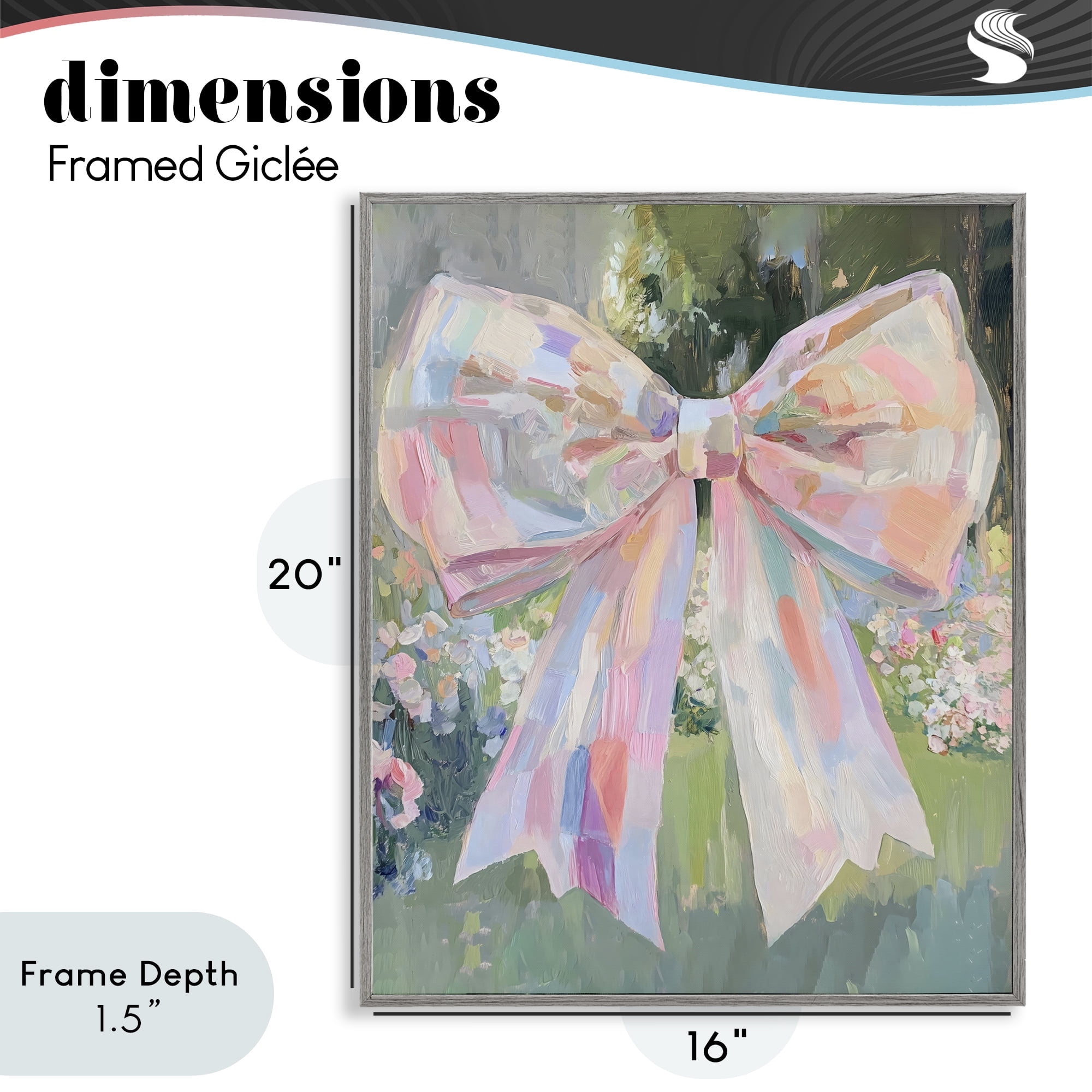 Stupell Industries Iridescent Pink Bow in Garden Gray Framed Giclee Art, design by The Prints Vibe