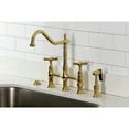 thumbnail image 2 of Kingston Brass KS1277BEXBS Essex Bridge Kitchen Faucet with Brass Side Sprayer, Brushed Brass, 2 of 6