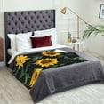thumbnail image 5 of XMXT Flannel Throw Blanket, Sunflower Black Background Throw Blankets for Bed Couch Living Room, 50 x 70 inches, 5 of 9