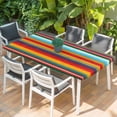 thumbnail image 2 of Mexican Stripes Table Cloths for 3 Foot Rectangle Tables, Ethnic Horizontal Lines Tribal Geometric Art Patio Waterproof Elastic Fitted Tablecloths, Washable Rectangular Table Cover for Camping, 2 of 8