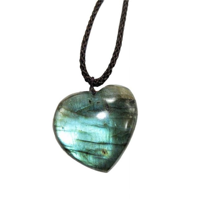 Natural Labradorite Crystal Necklace Healing Chakra Pendant with Hand-Woven Rope Labradorite Palm Stone Moonstone Healing Stone Pendant