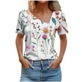 thumbnail image 2 of Trendy Short Sleeve Tops for Women 2025 Tshirts Shirts Loose Fit Printed T Shirts for Women Petite Blouses for Women, 2 of 5