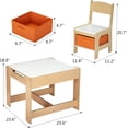 thumbnail image 6 of Kinbor Toddler Table and Chair Set, 3 in 1 Kids Activity Table with Double Side Detachable Tabletop, Wood Activity Table, Orange, 6 of 7