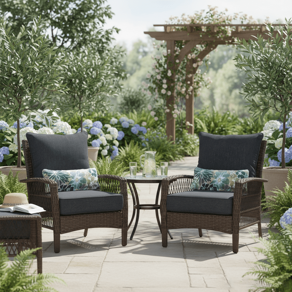 BPS 24x24x5 inch Outdoor Deep Seat Cushion Set of 2, Water-Resistant Patio Furniture Cushions for Outdoor Chairs, Sofa, Couch, Charcoal
