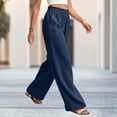 thumbnail image 2 of Levmjia Women Wide Leg Pants High Waisted Solid Color Casual Lounge Pants with Pockets Elastic Waist Flowy Straight Leg Trousers, 2 of 7