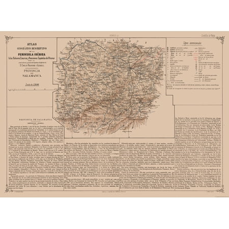 Historic Map - Salamanca Spain - Valverde 1880 - Vintage Wall Art