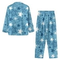 thumbnail image 3 of DISNIMO Sea Turtle Starfish Printed Women's 2 Piece Lounge Sets Long Sleeve Sleepwear with Matching Long Pants Soft V Neck Pajama Set Button Up Nightwear with Pockets, L, 3 of 7