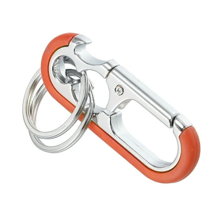 Unique Bargains Car Fob Key Chain Keychain with Double Hoop for Men and Women Metal Plastic Orange