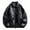 a-Black395117, variant on Men's Coat Oversized Solid Color Leather Bomber Jacket Flap Pockets Textured Long Sleeve Zipper Coat For Daily Streetwear Soft Outerwear