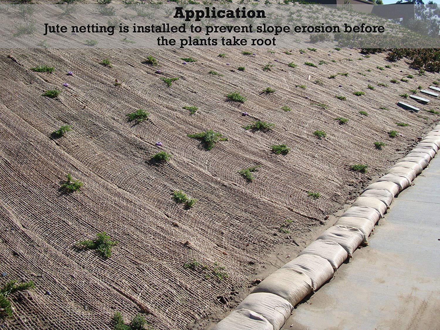 Jute Mesh Blanket Biodegradable Prevent Slope Erosion Stretchable 4 ft x 225 ft 