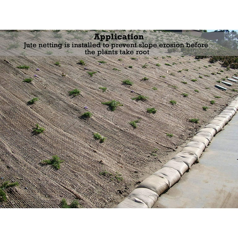 Jute Erosion Control Matting - Erosion Control Matting Blanket - Jute Mesh  Blanket - Jute Netting Installation for Erosion Control - 4 ft width x 225