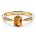 thumbnail image 3 of Gem Stone King 10K Yellow Gold Orange Red Madeira Citrine and White Diamond Engagement Ring for Women (0.76 Cttw, Gemstone Birthstone, Oval 7X5MM, Available in Size 5, 6, 7, 8, 9), 3 of 6