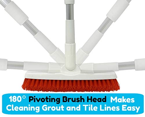 Grout Brush with Long Handle KitchenShower Extendable Telescopic Handle 