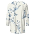 thumbnail image 4 of Utoimkio 3/4 Sleeve Fall Tops for Women Oversized 2025 Crewneck Casual Floral Print Shirts Blouses for Women, 4 of 5