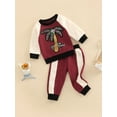 thumbnail image 3 of Bagilaanoe 2Pcs Toddler Baby Girl Long Pants Set Coconut Tree Letters Embroidery Long Sleeve Sweatshirt Pullover Tops+ Trousers 1T 2T 3T 4T 5T 6T Kids Fall Casual Sweatsuit, 3 of 9