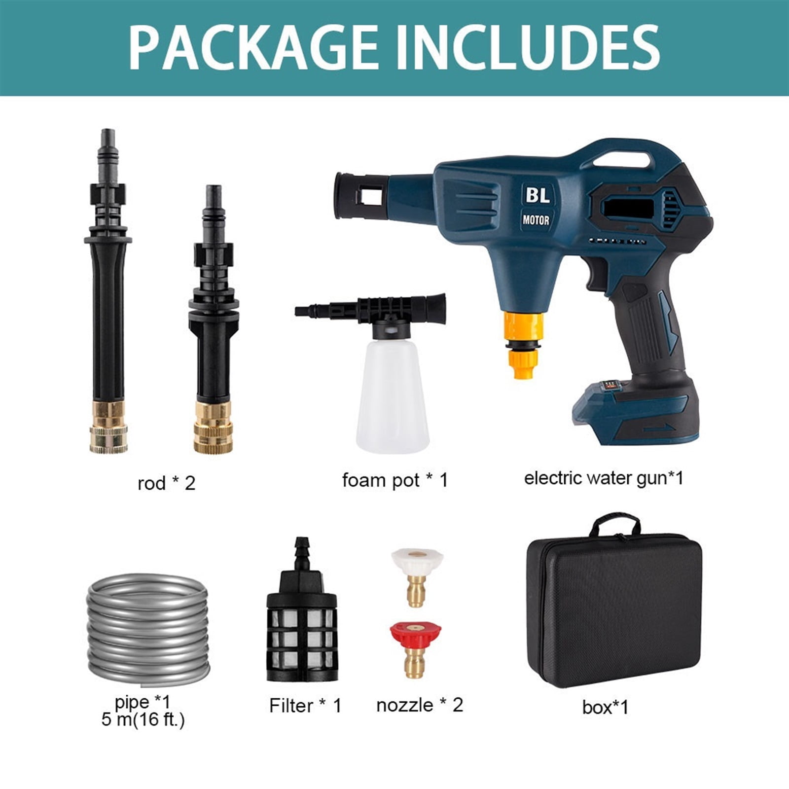 3200W 150Bar Brushless Electric High Pressure Car Washer Cordless Multifunction Portable Power Tool For 18v ​​Battery