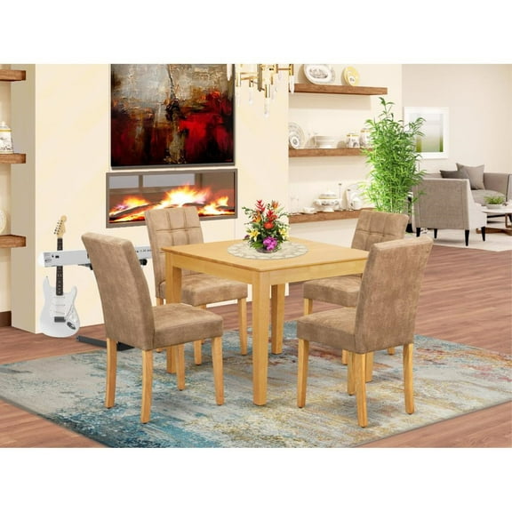 East West Furniture 5 Piece Modern Dining Table Set consists A Mid Century Modern Table