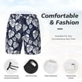 thumbnail image 3 of Balery White Leaves Bañador para hombre, shorts de playa de secado rápido con entrepierna y forro de compresión-Large, 3 of 6