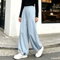 thumbnail image 5 of Lmnyox Wide Leg Pants for Girls Fashion Cute Baggy High Waist Trousers Lightweight Solid Color Workout Pants, 5 of 7