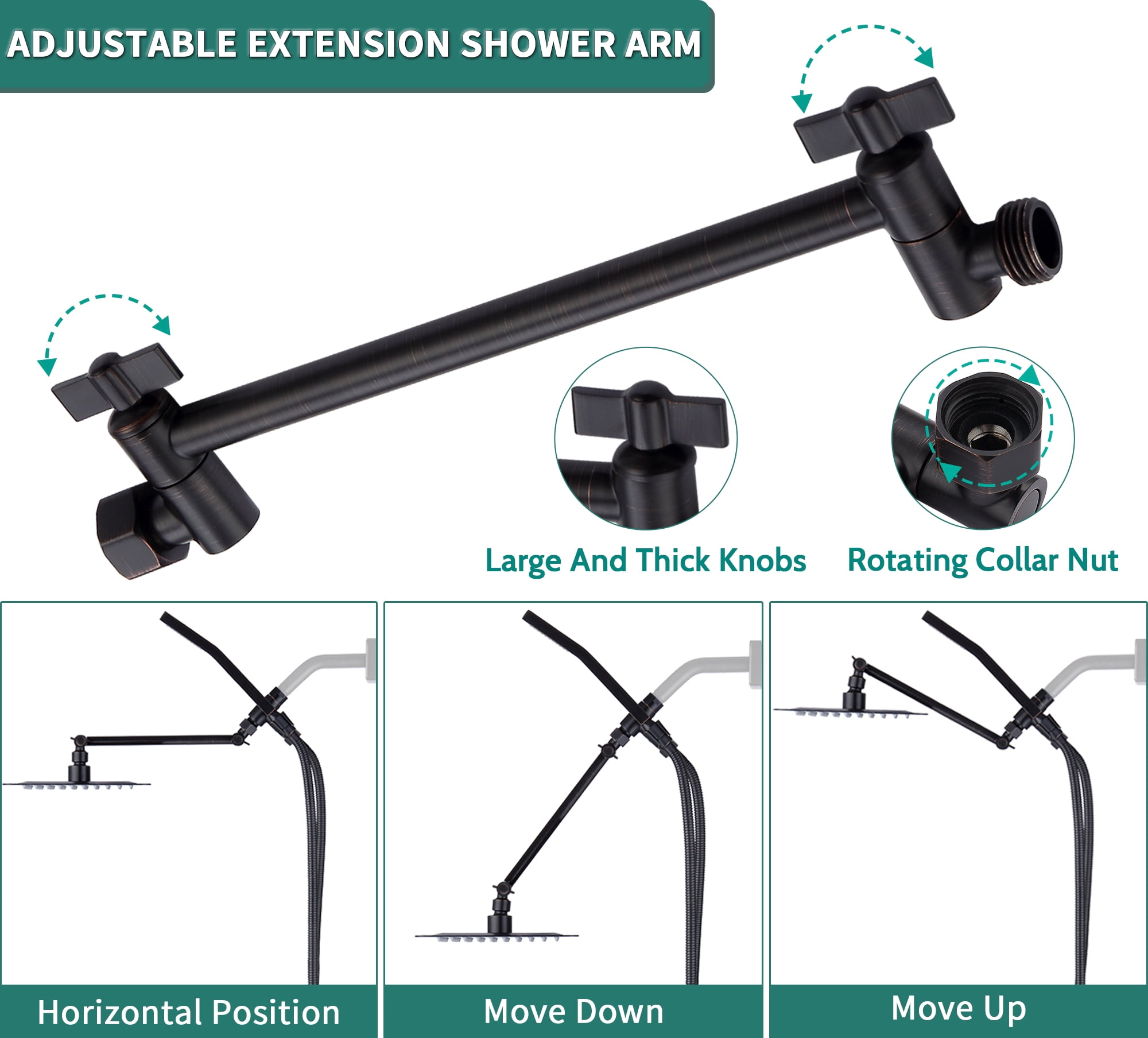 Square Shower Heads With Handheld Spray Combo, High Pressure All Metal Rain Shower Head And Handle Set, 6'' Showerhead With Hose 78" Stainless Steel (wosaisius Matte Black Dual Shower Head) P 275504722 - View #6