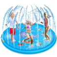 thumbnail image 4 of JoyX Splash Pad Sprinkler for Kids 68" Splash Play Mat Outdoor Water Toys Inflatable Splash Pad Baby Toddler Pool Boys Girls Children Outside Backyard Dog Sprinkler Pool for Age 1-9 w/2 PCs Water Gun, 4 of 7