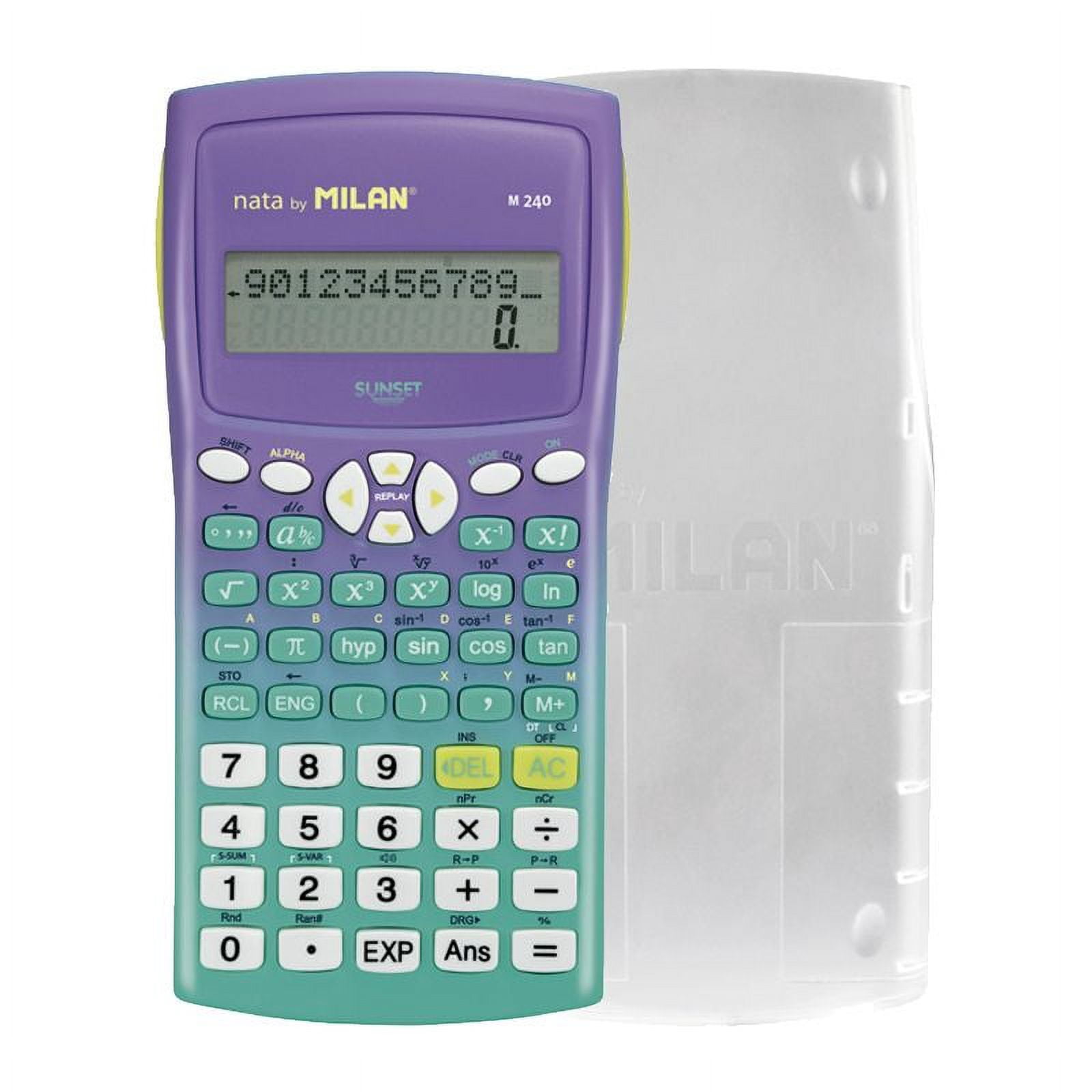 MILAN M240 Scientific Calculator with Case, Battery Power, Multicolor Sunset Green, New, High School