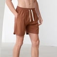thumbnail image 5 of HOOMEUMY Men's Summer Sports Running Sweat Shorts with Pockets Drawstring Elastic Waist Loose Fit Beach Shorts Solid Color Athletic Shorts Brown XXL, 5 of 7