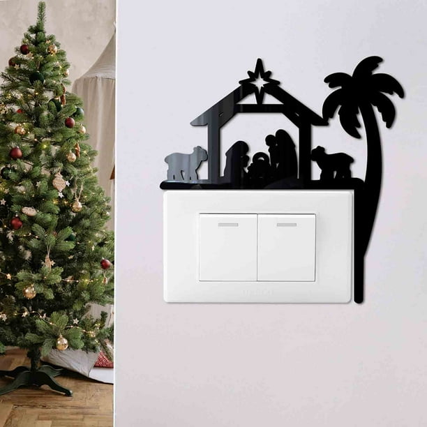 Pegatina de espejo acrílico de Navidad - Calcomanía de pared de 20x20 cm para marco de puertas y decoración de esquinas de ventana