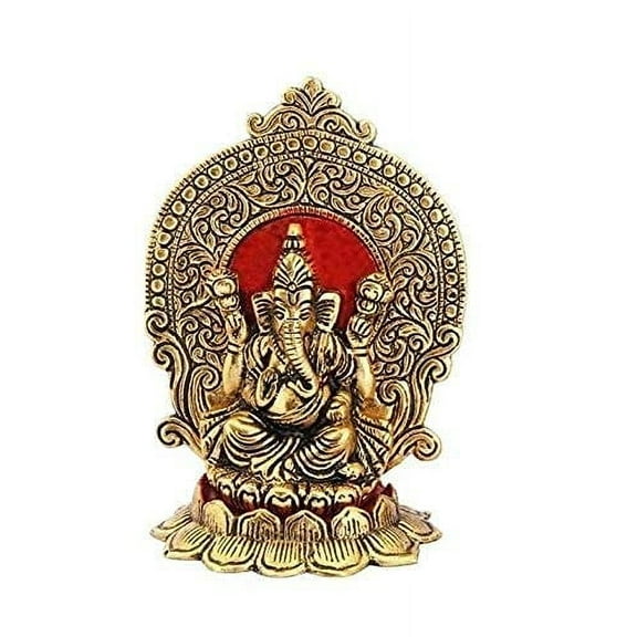 Lord Ganesha Statue Sitting on Lotus Flower and Giving Blessing Idols for Home Decor