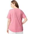thumbnail image 2 of by Hanes Women's Plus-Size Short-Sleeve Striped & Shirred Scoop-Neck Tee, 2 of 3