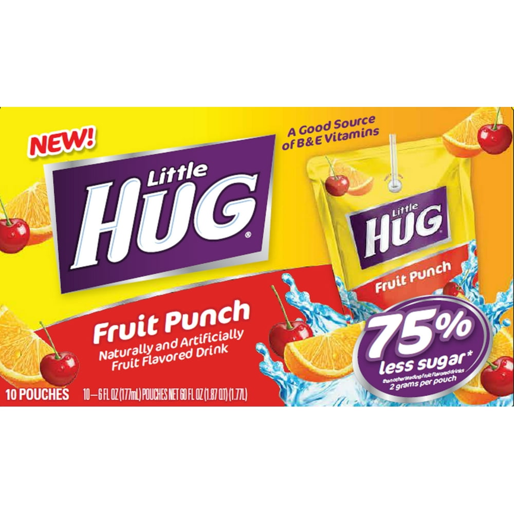 (5 Pack) Little Hug Fruit Drink Pouches, Fruit Punch, 6 Fl Oz, 10 Count