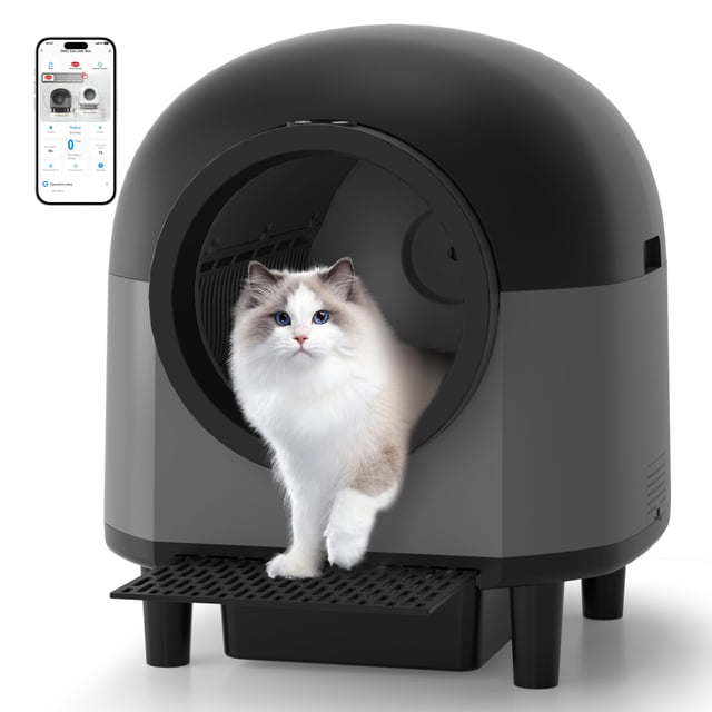 Caja de arena Smart Cat autolimpiante de 100 litros con escaleras y control de aplicaciones