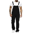 thumbnail image 1 of Pantalones largos de mezclilla para hombre, estilo casual, a la moda, lisos, con bolsillo en el pecho, lavados y rotos, con pechera, pantalones largos tipo cargo., 1 of 8