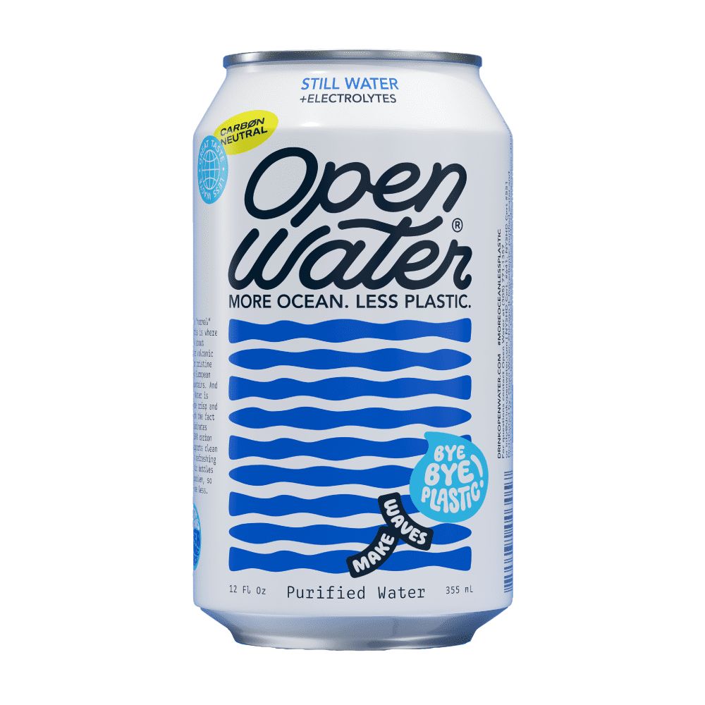 Open Water | Still Canned Water with Electrolytes in 12-oz Aluminum Cans (1 Case, 12 cans TOTAL) | BPA-Free and Eco Friendly