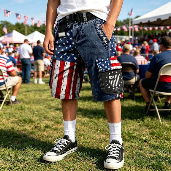 Boys Cargo Shorts 250 Anniversary USA Shorts American Flag Boys Patriotic 1776-2026 4th of July Short with Pockets(Navy5,5-6 Years)