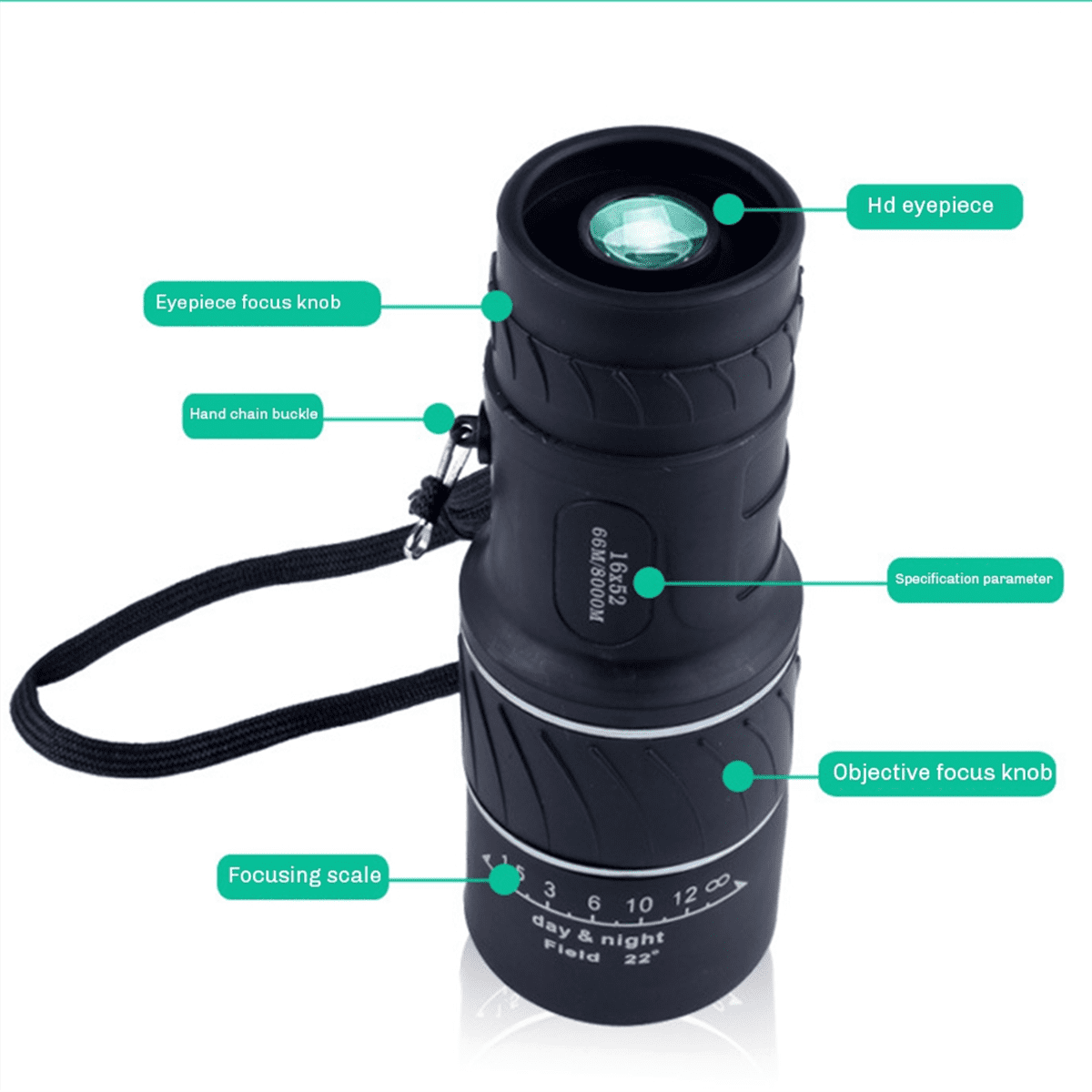 2PCS 2000X25 HD Zoom Portable Binoculars and Single-Tube Telescope 16X52 Long Range BAK4 Telescope Folding for Camping