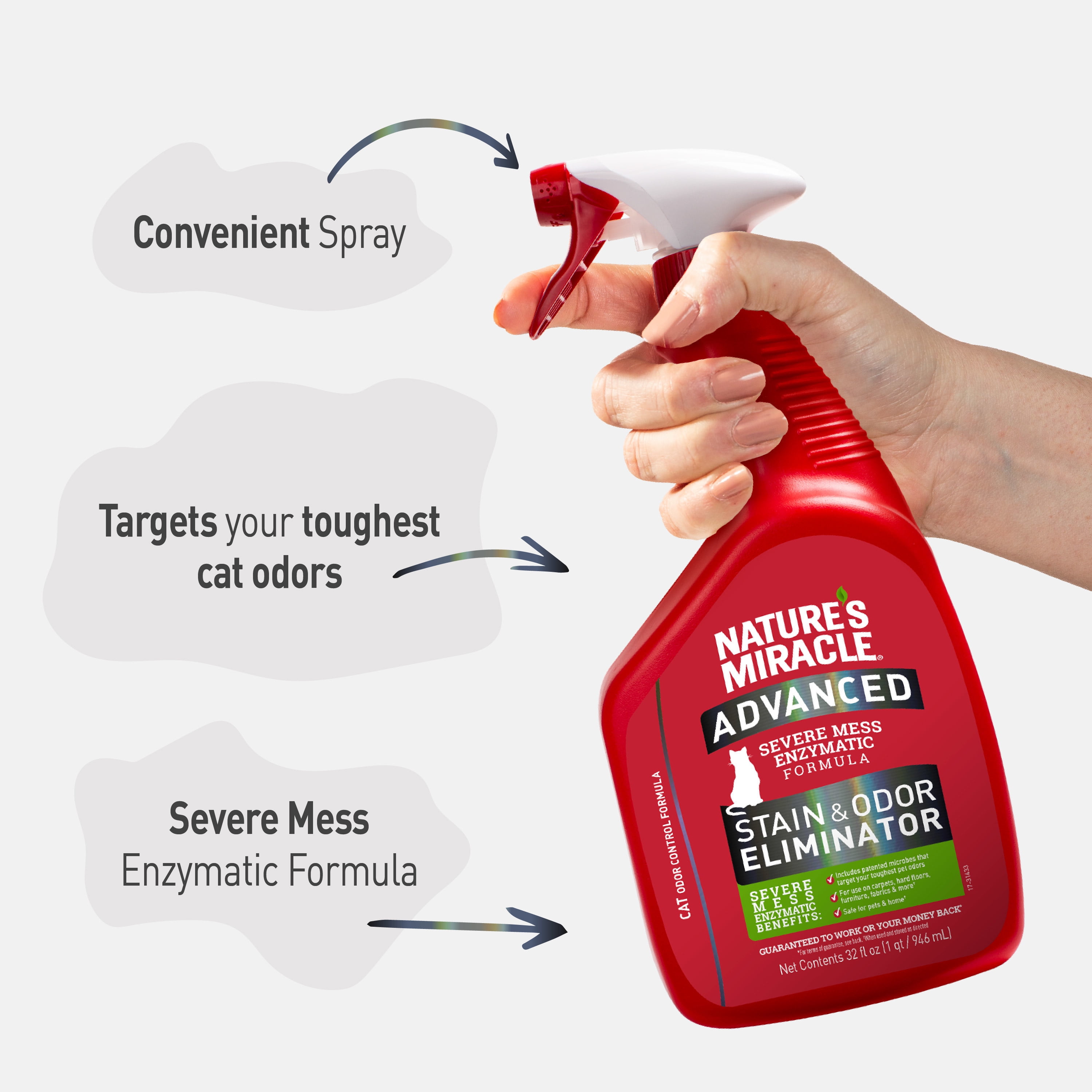 Nature s Miracle Advanced Enzyme Cat Stain Odor Eliminator Urine Cleaner Removal Fresh Scent 32oz Walmart