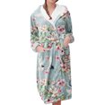 thumbnail image 1 of Women's Fleece Plush Robe Long Warm Plush Bathrobe Loungewear Jacket Printed Comfort Robe, 1 of 5