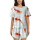 thumbnail image 1 of Fotbe Koi Fish Corals,Spring Summer Conjunto de Pijama Estampado para Mujer, 2 Piezas, Ropa de Dormir con Camiseta de Manga Corta y Shorts Suaves-Medium, 1 of 6