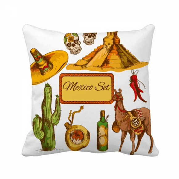 Sombrero Mexico Pyrad Desert Cactus Mexican Throw Pillow Sleeping Sofa Cushion Cover