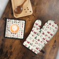thumbnail image 5 of Beige Christmas Santa and Train Pattern Kitchen Oven Mitt and Pot Holder Sets 2 Pcs for Baking, Cooking and Grilling, Heat Resistant Up To 392 °F, 5 of 7