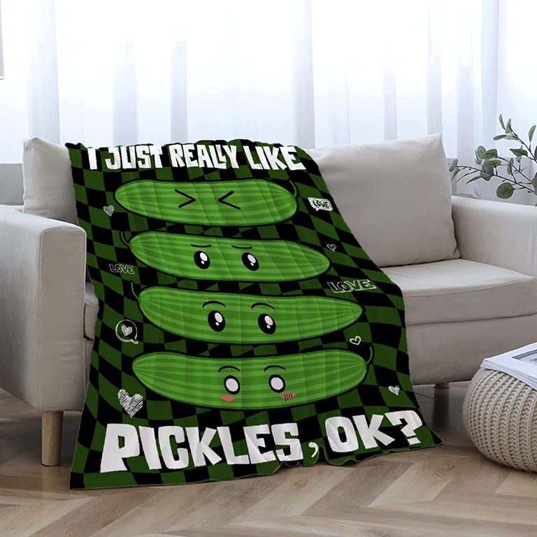 Pickle Gifts Blanket - Just a Girl Who Loves Pickles - Funny Pickle Gifts  for Pickles Lover Kids Women Cute Food Comfy Cozy Plush Flannel Fleece