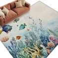 thumbnail image 2 of 5'x8' Area Rugs, Underwater Fish Indoor Outdoor Area Rug for Living Room Bedroom, Coastal Coral Starfish Retro Beige Washable Bathroom Rugs Kitchen Floor Carpet Mats Home Decor Aesthetic, 2 of 8