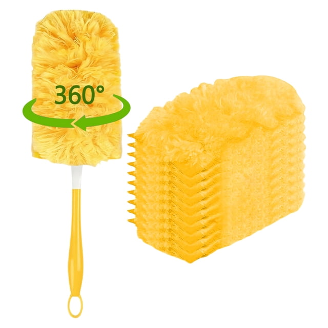 360° Rotating Microfiber Duster Kit with 10 Refills - Flexible Head for Ceiling Fan, Blinds & Furniture, Reusable & Washable Dusting Kit for Home, Car & Electronics