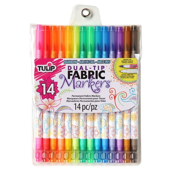 Tulip Dual-Tip Fabric Markers 14 Pack Rainbow