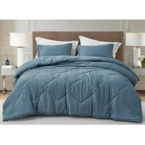 Chezmoi Collection Hugo 3-Piece Jacquard Comforter Set King Size, Blue Textured Woven Lightweight Thin Comforter Summer Bedding
