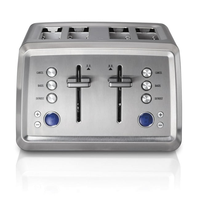 Hamilton Beach Digital 4 Slice Toaster, Extra-Wide Slots, Bagel & Defrost Settings, Stainless Steel (24796)