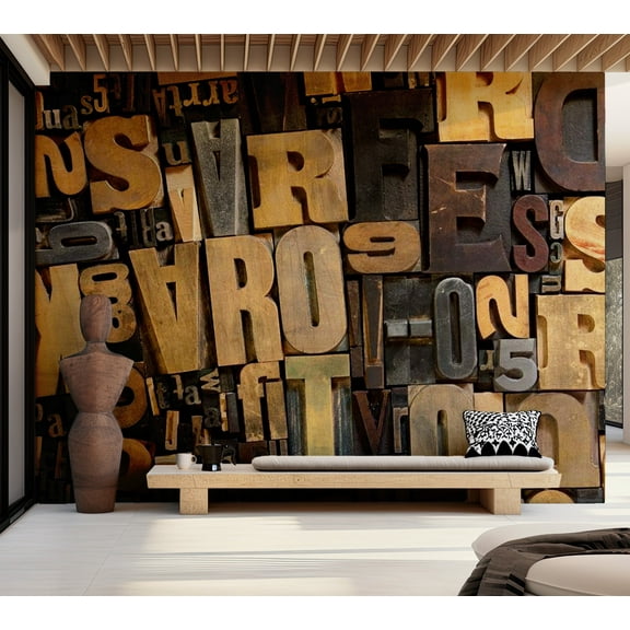 Tiptophomedecor Background & Patterns Wallpaper Wall Mural - Wooden Letters