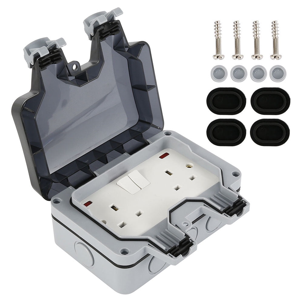 Heavy Duty Extérieur Double Socket 2 Gang Double étanche IP66 Extérieur commuté Heavy Duty Extérieur Double Socket 2 Gang Double étanche IP66 Extérieur commuté